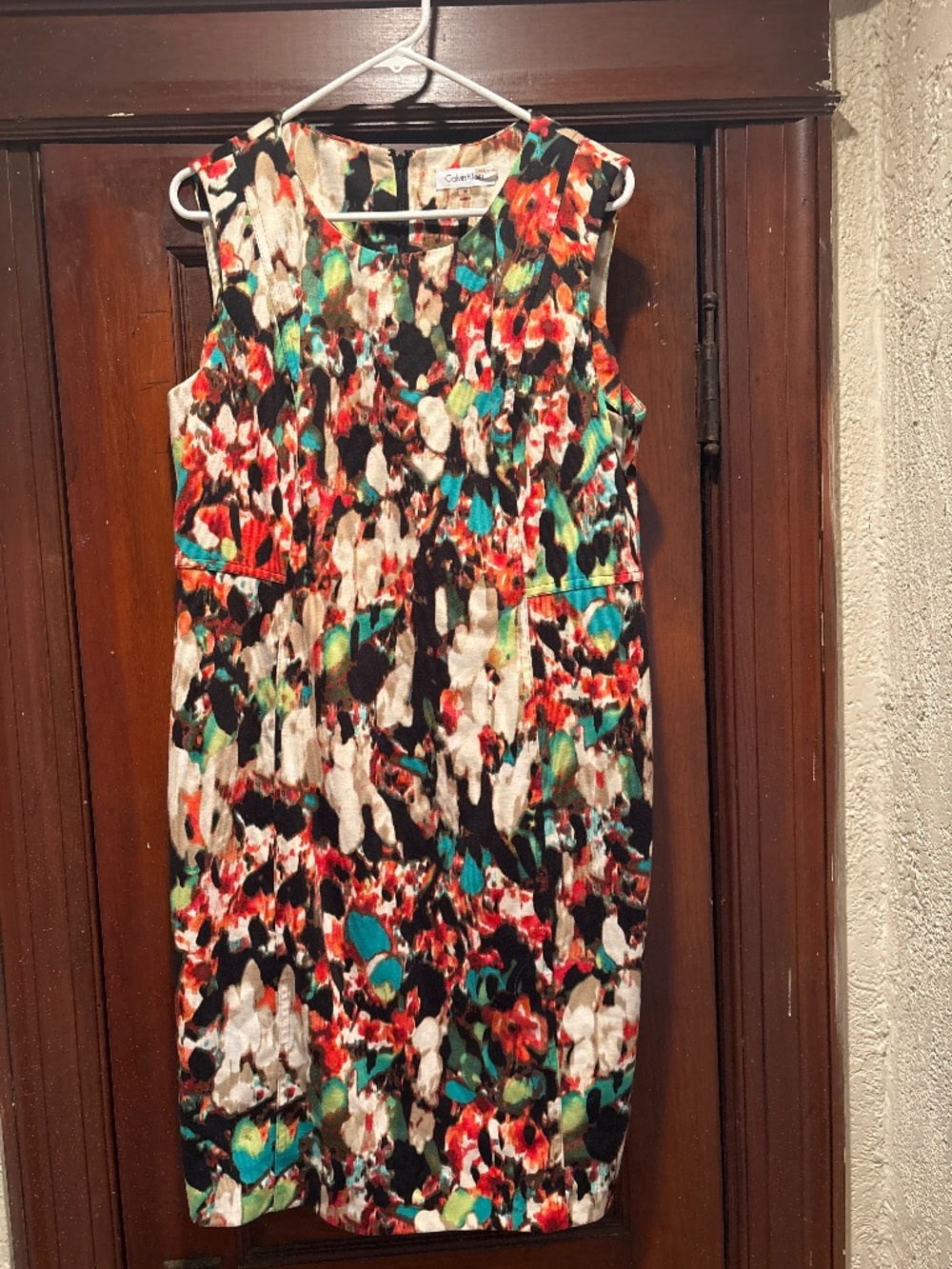 Multi colored sleeveless dress.